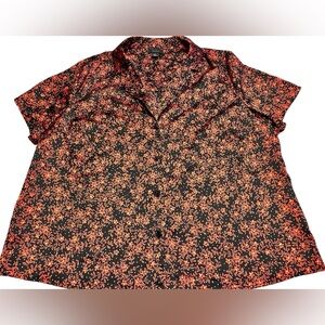 Halogen Black and Red Floral Button Down Shirt